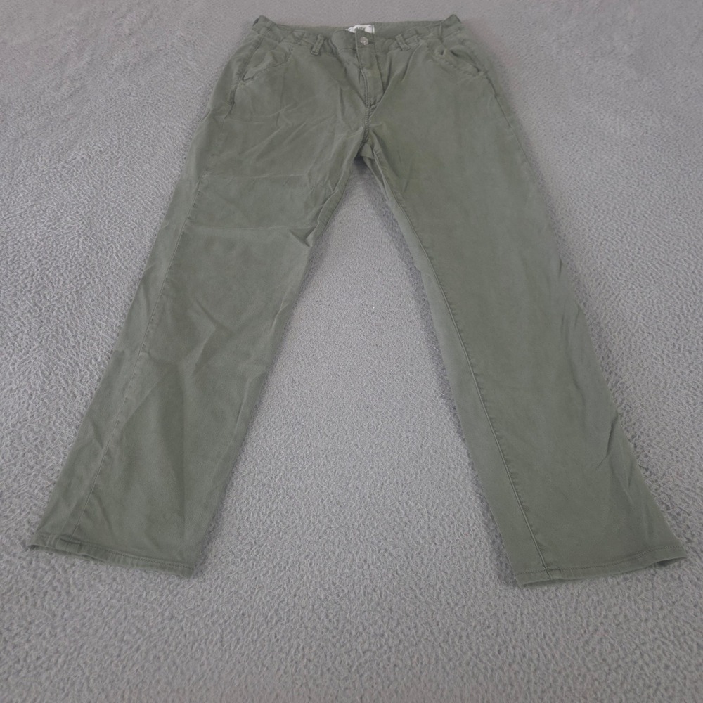 Paige Pants Womens 29 Green Drew High Rise Straight Leg Lyocell Stretch Utility‎